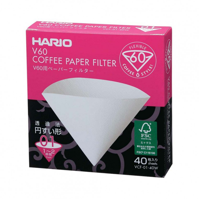 Фильтры бумажные для пуровера Hario V60 01, 40 шт
