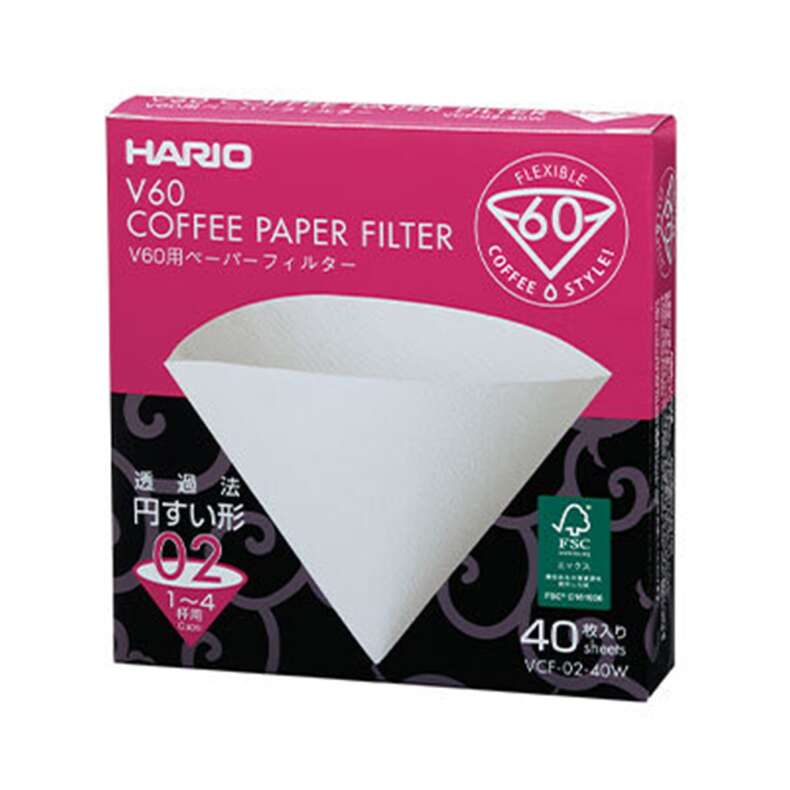 Фільтри паперові для пуровера HARIO V60 02 на 1-4 чашки 40 шт білі